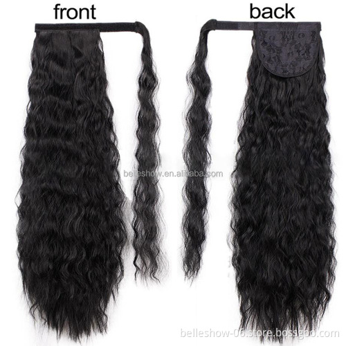 Curly Ponytail  Hair Wrap Around Ponytail  Extensions Drawstring  For Black Women Corn Wavy Long Magic Paste Ponytail